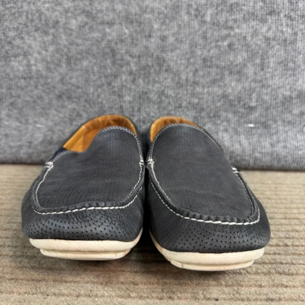 Johnston & Murphy Mens Navy Perforated Leather Slip On Loafers Size 10.5 M 24-7